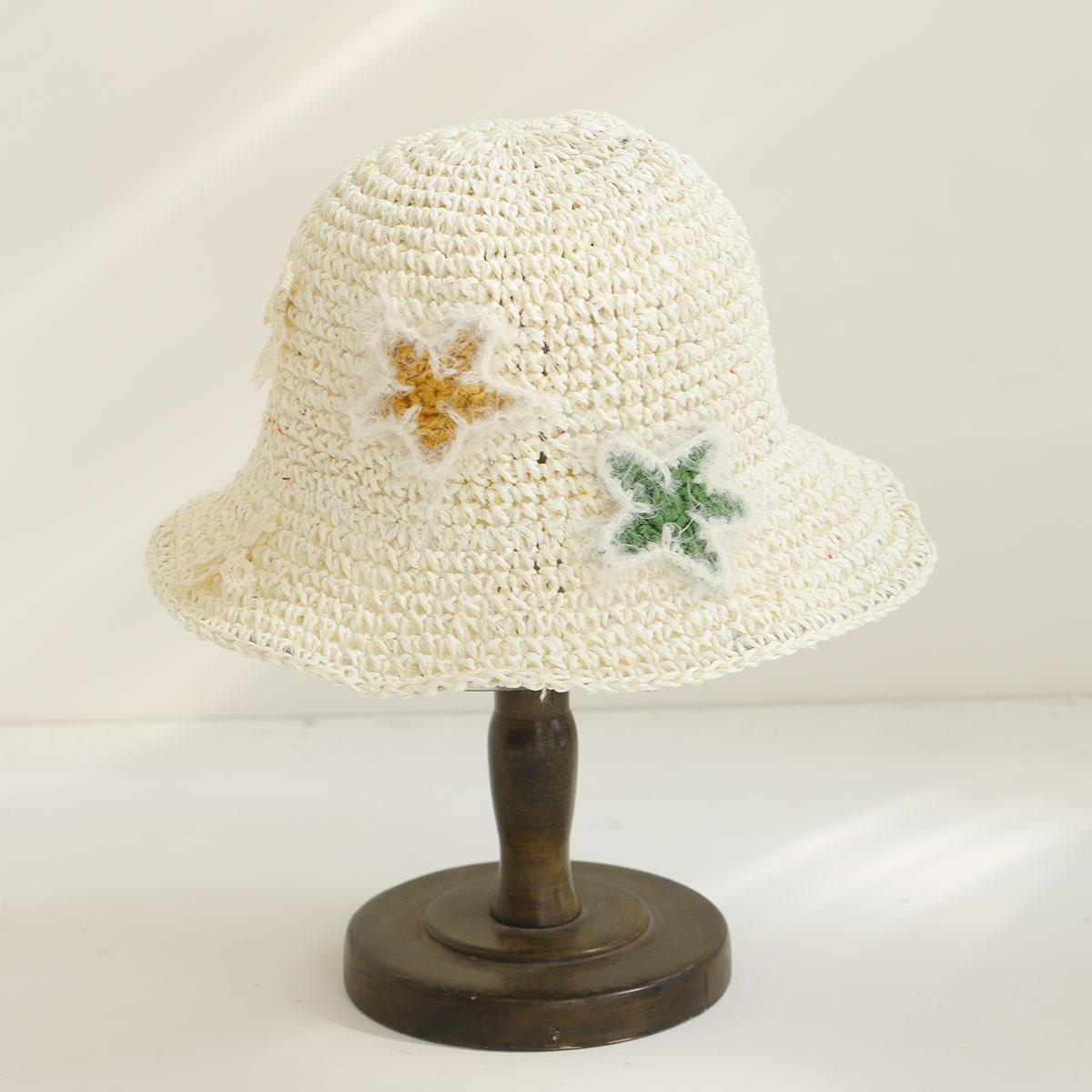 

2026 Handmade High quality Simple and stylish pentagram Sun Hat Floppy Summer Hats For Women Beach Panama Straw Dome Bucket Hat 56-58cm