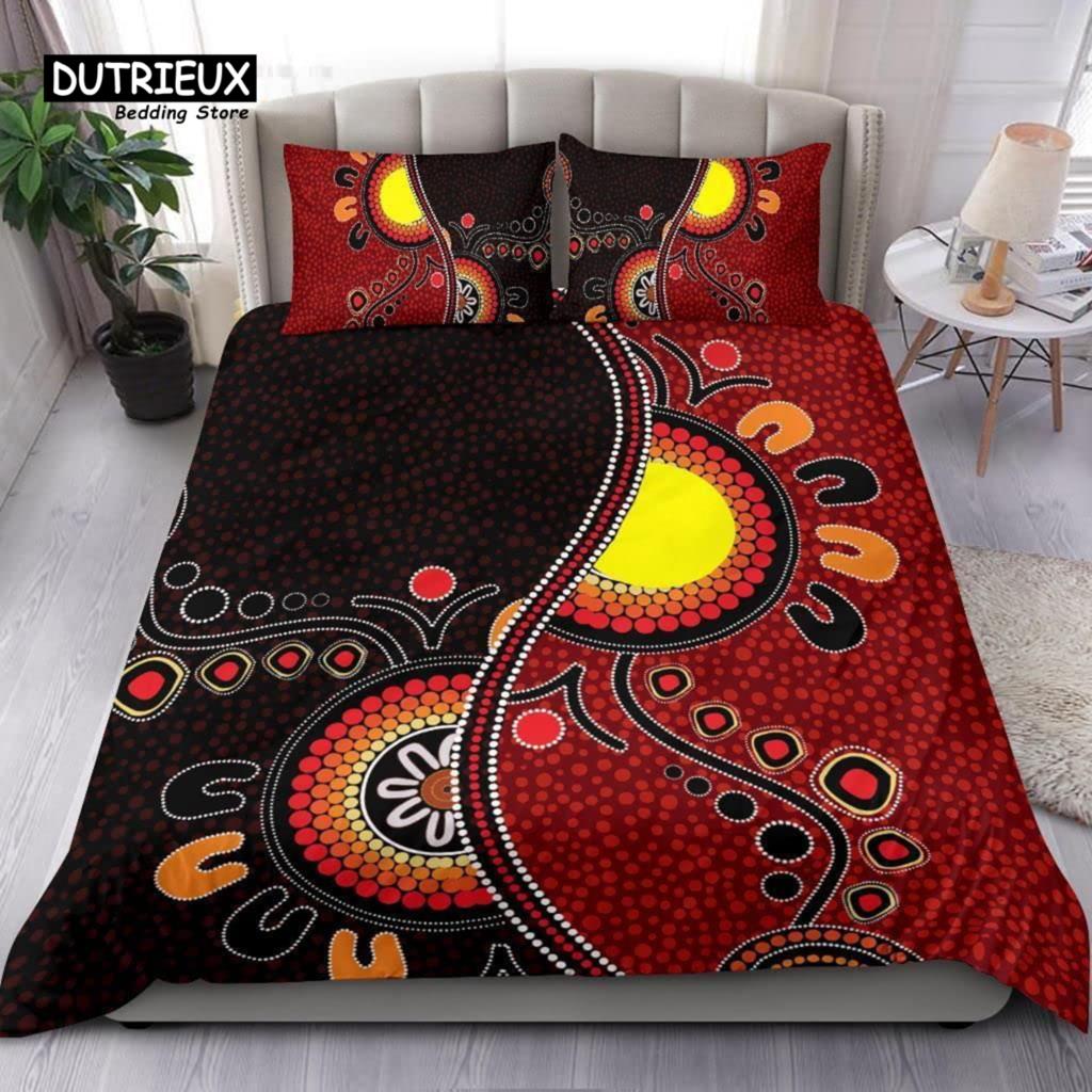 

Фиолетовый австралийский оригинальный комплект постельного белья с геометрическим узором, пододеяльник из микрофибры в аборигенном стиле, покрывало для одеяла, двуспальная кровать размера «king-size» EU single(135x200cm)