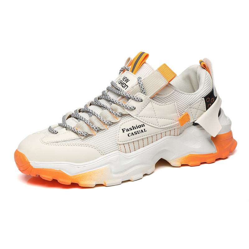 2024 Cheap Hot Selling Men Outdoor Sneakers Trendy Orange Men's Casual Shoes Comfortable Breathable Mesh Platform Shoes For Man