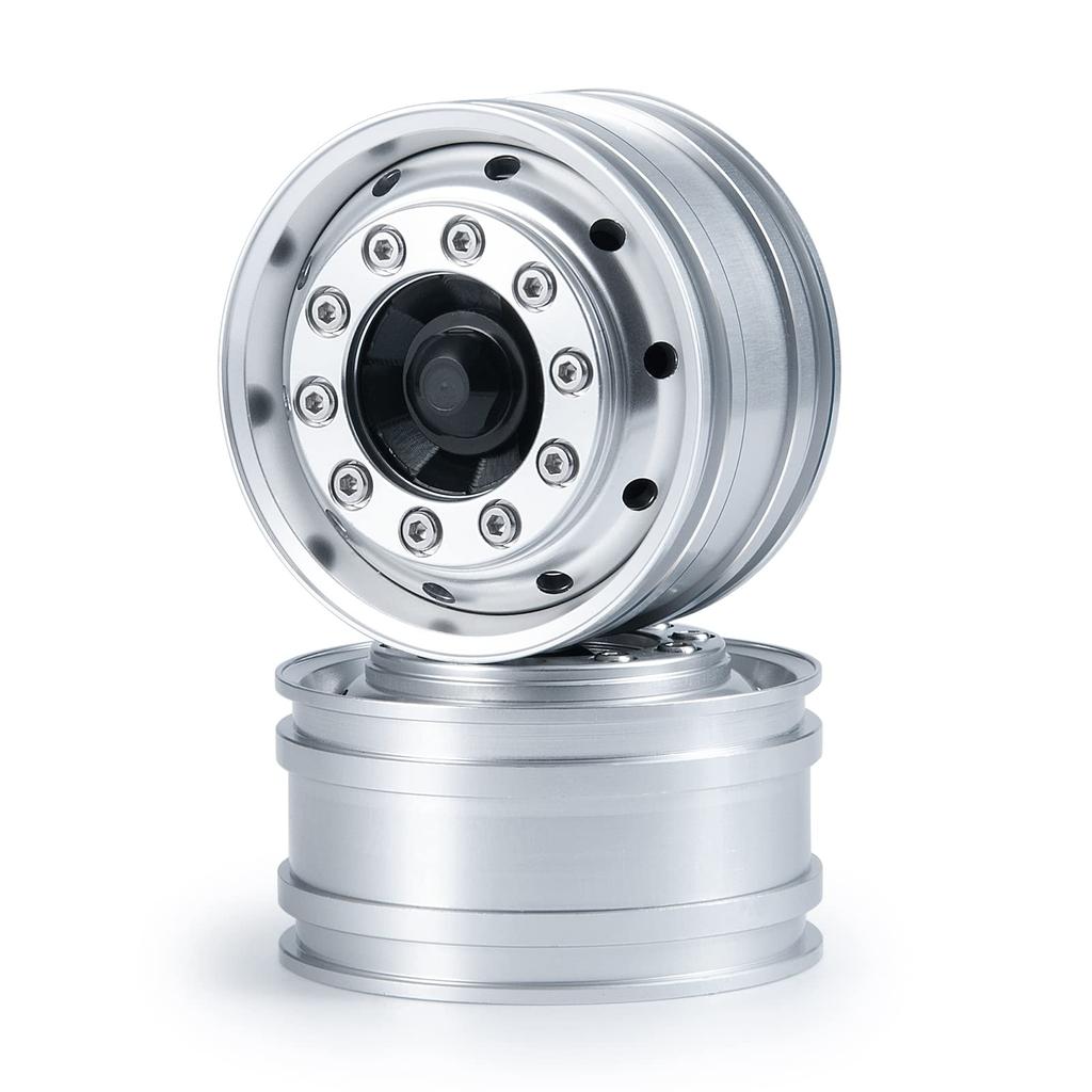 TRZX Aluminum Alloy Front Wheel Rim Hub Upgrade Parts for 1/14 Tamiya Trailer Tractor Truck RC Car (4pcs)