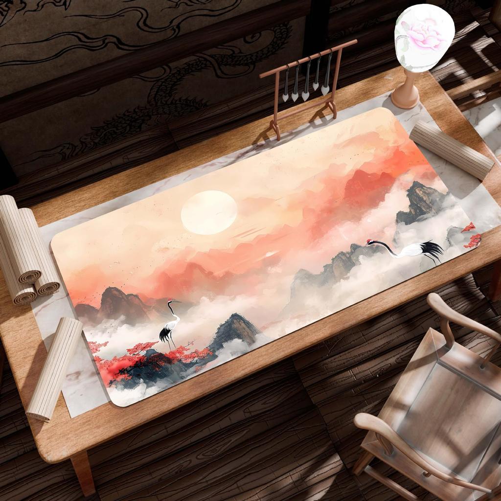 Extra Large Ancient Landscape Mouse Pad - Thick, Lock Edge, One-Piece Desk Mat