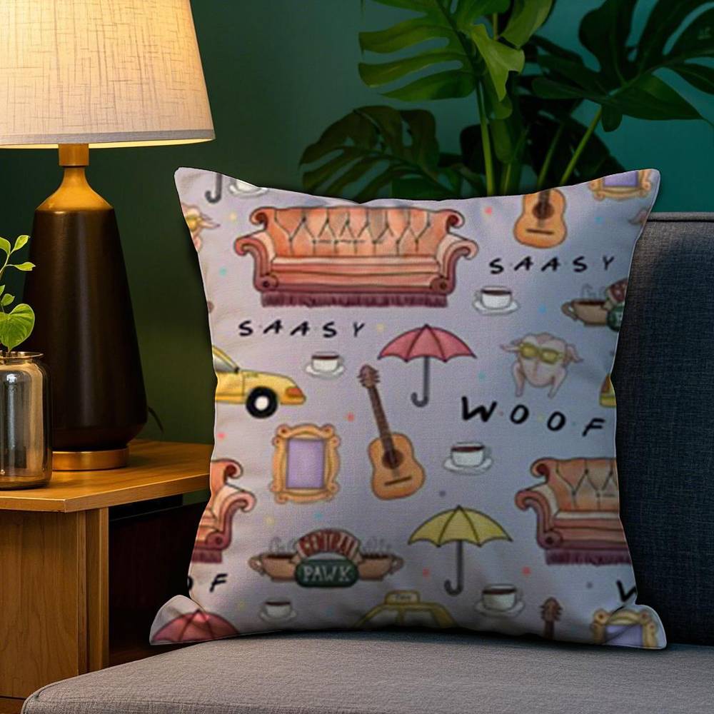 Klassisk F-Friends TV-program Kuddfodral Soffa Vardagsrum Sovrum Dubbelsidig Tryck Fyrkantig Kudde Sovtid Kuddfodral