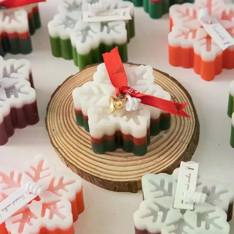 Christmas Scented Candle Gifts with Snowflake Designs Winter Home Decor Souvenirs