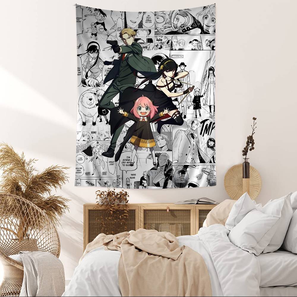 Popular Spy X Family Comedy Anime Anime Tapestry Hippie Flower Wall Carpets Dorm Decor Cheap Hippie Wall Hanging