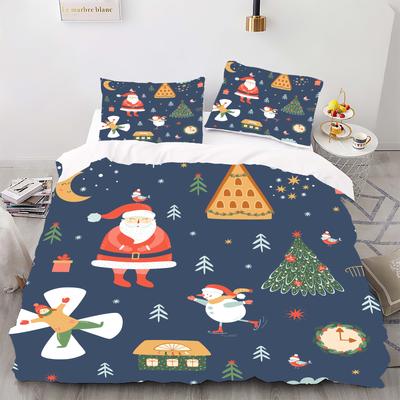 Christmas Style Digital Printed Duvet Kit - Polyester - Bedroom Decor -1 Bed Cover +2 Pillowcases (no Pillow Core)