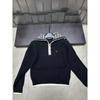 Shengjia 025 New Autumn/Winter Letter Embroidery Half-Zip Lapel Knit Long Sleeve Loose Top