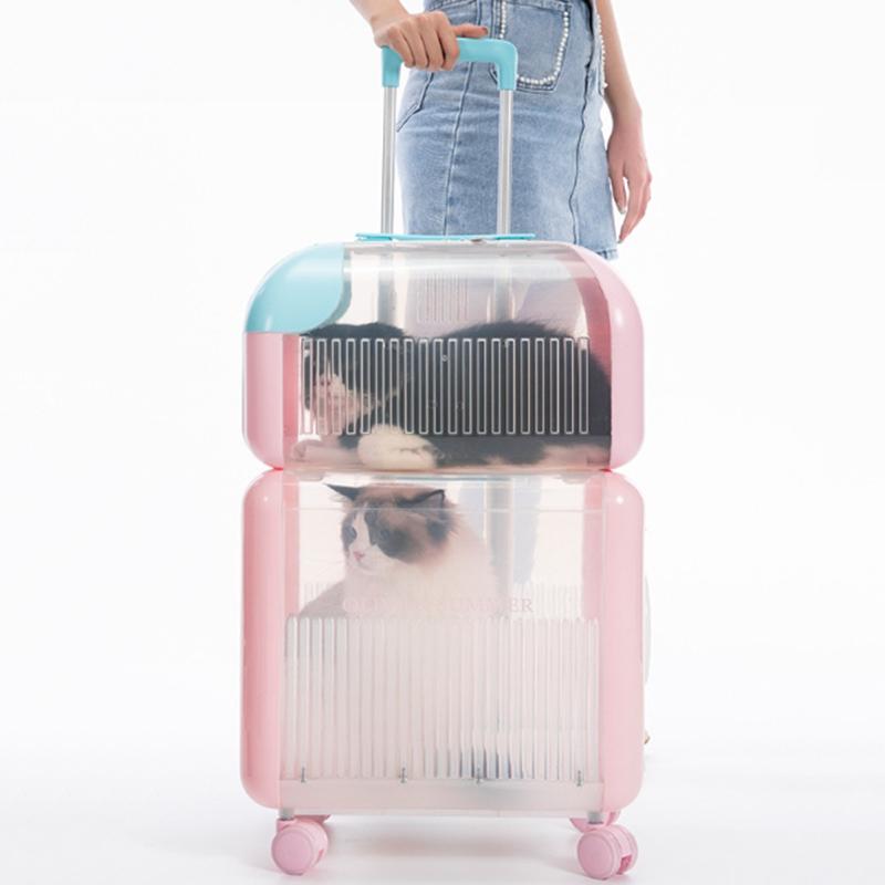 

Portable Cat Bag Outdoor Breathable Spacecraft Double Cat Suitcase Luggage Pet Travel Carriers Small Animal Carrying Equipment розовый