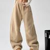 Simple Women's Thickened Pants Elastic Waist Polar Fleece Drawstring Straight Bottom Wide Leg Female Trousers Autumn Winter