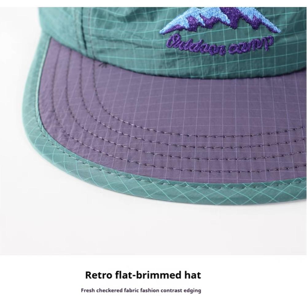 Outdoor Quick-Dry UV Protection Color Block Baseball Cap Lightweight Breathable Sun Hat Short Brim Practical Unisex Design