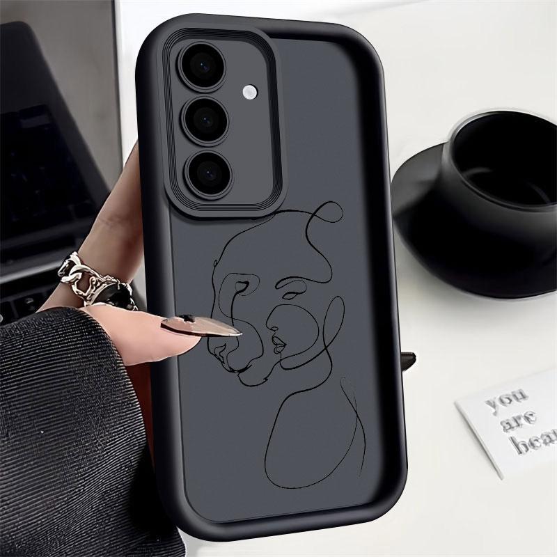 Phone Case For Samsung S26 S25 S24 S23 S21 S20 Ultra Animal Woman Girl Face Line Funda For Galaxy S25 S24 FE S26 Plus Soft Cover