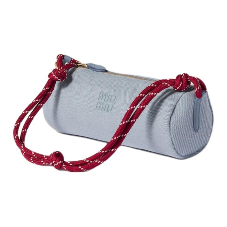 MIU MIU Monochrom Logo Bestickt Baumwolle Tragetasche Damen Tragetasche Stern-Blau 5NE853_2IA7_F05DH