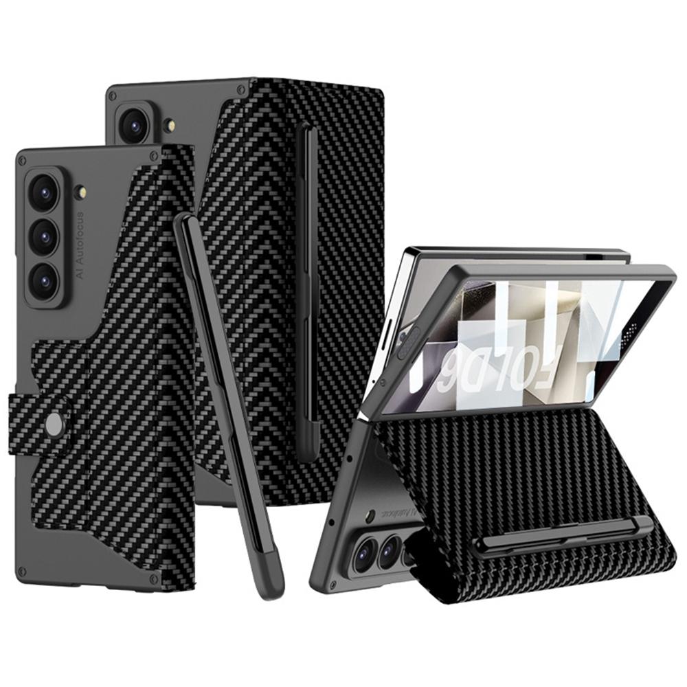 GKK For Samsung Galaxy Z Fold6 5G Kickstand Case Pencil Slot PC+PU Phone Cover with Screen Film
