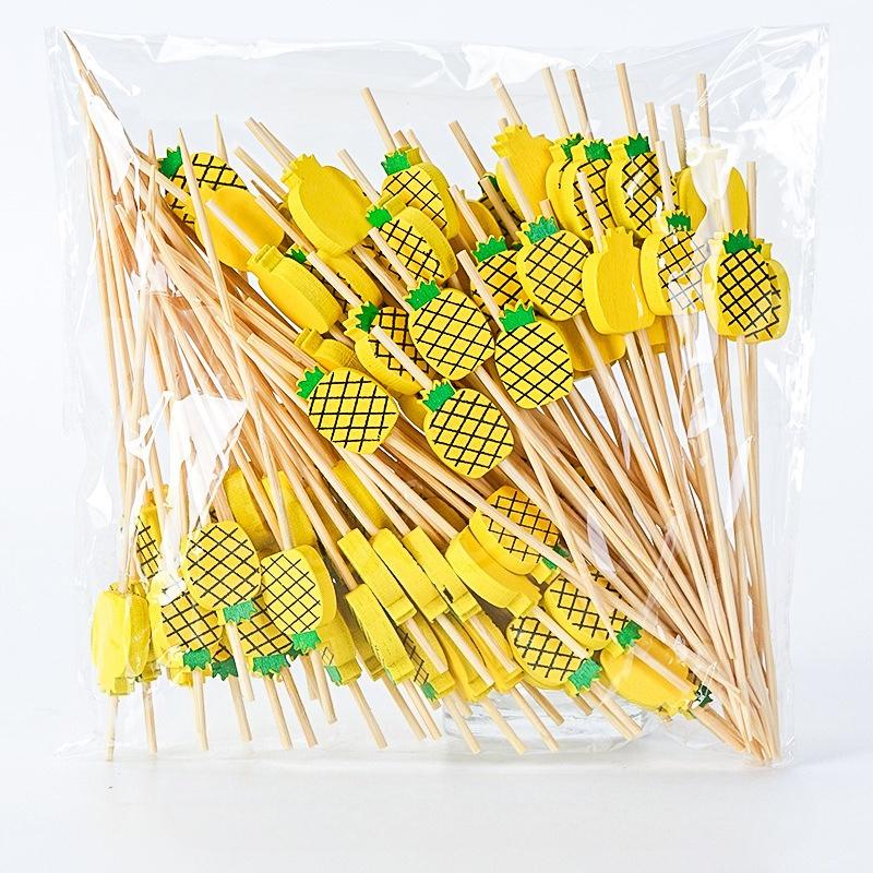 100PCS Disposable Bamboo Sticks Home Party Fruit Stick Fork Cocktail Sticks Buffet Fruit Fork Wedding Birthday Party Decoration