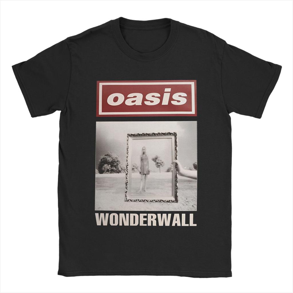 O-Oasis Rock Band T-Shirts for Men  Vintage Cotton Tee Shirt Crewneck Short Sleeve T Shirt Gift Idea Clothing