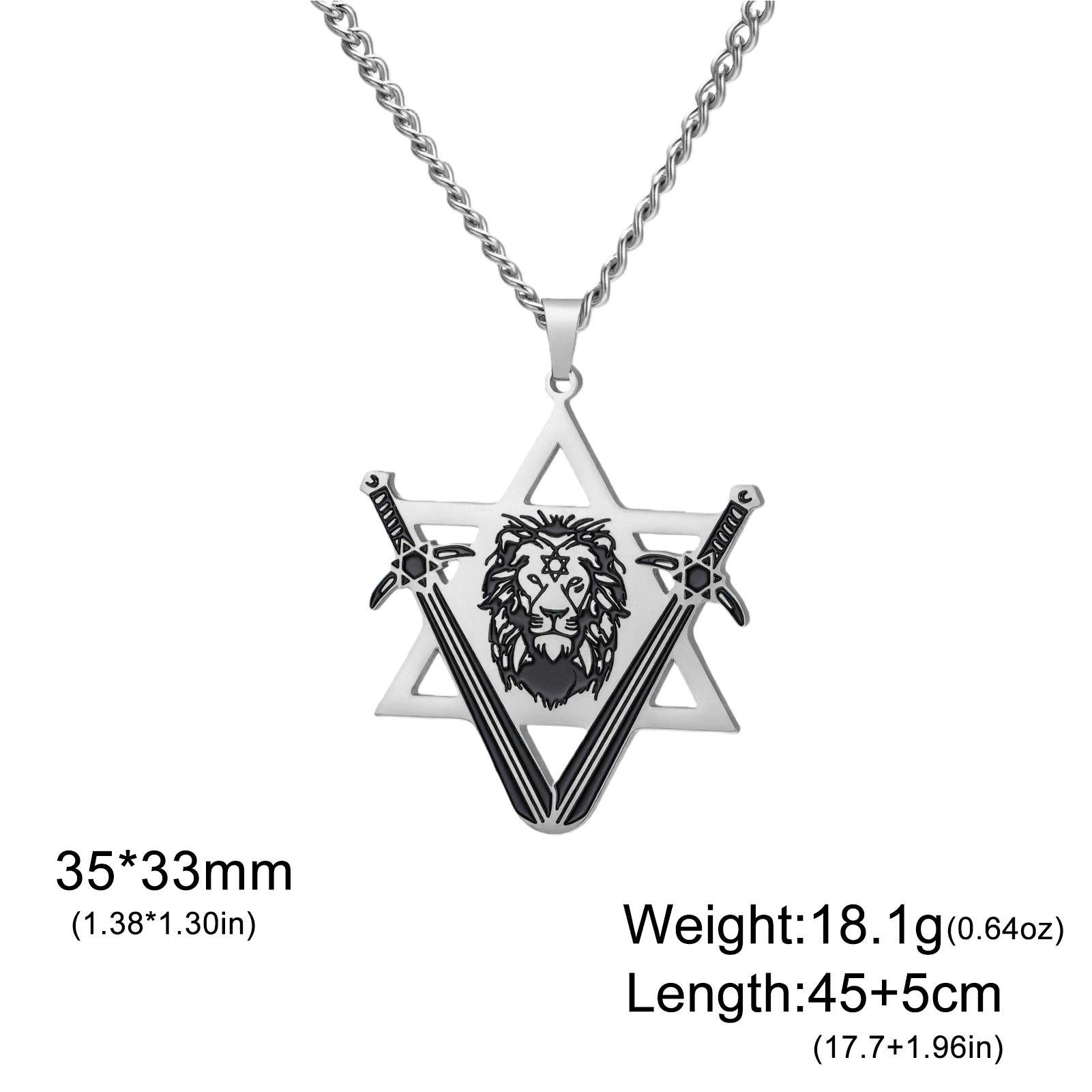 

Punk Star Of David Lion Head Pendant Necklaces Women Men Stainless Steel Gold Plated Chains Amulet Jewelry Party Couple Gifts 45cm