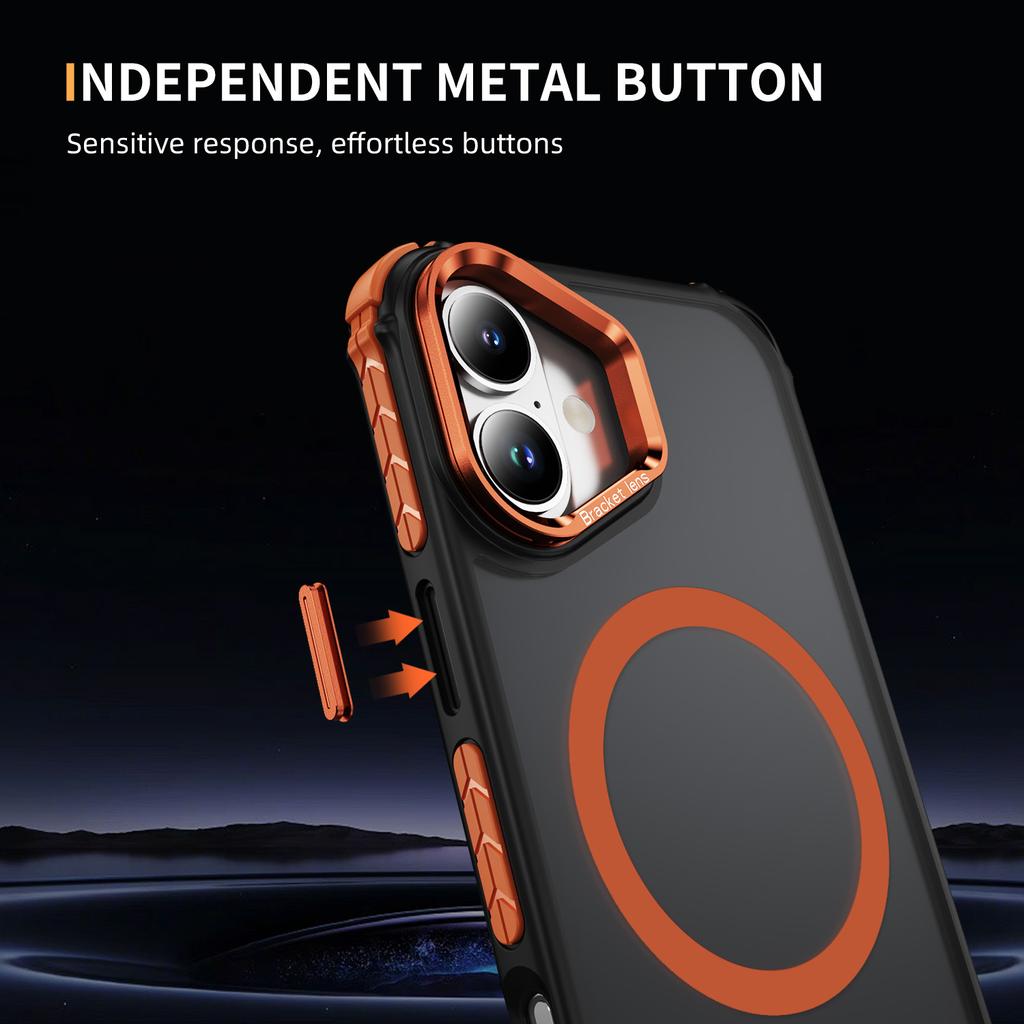 For iPhone 17 Case with Lens Kickstand Matte Phone Back Cover Compatible with MagSafe
