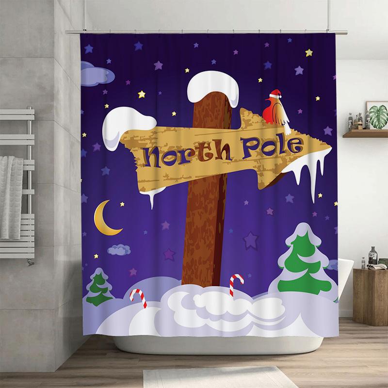 

Tu Winter Forest Shower Curtain Christmas Trees Snowy Landscape Holiday Bathroom Decor Festive Woodland Nature Themed Home Decor W60H190(CM)-1 Pcs