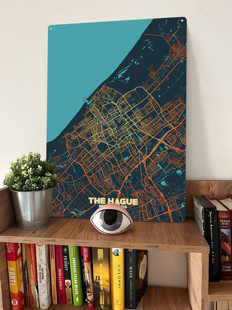 The Hague City Map Poster Map Metal Signs Wall Art of Murals Customizable Tin Sign for Home Room Decoration Bathroom Decor Retro