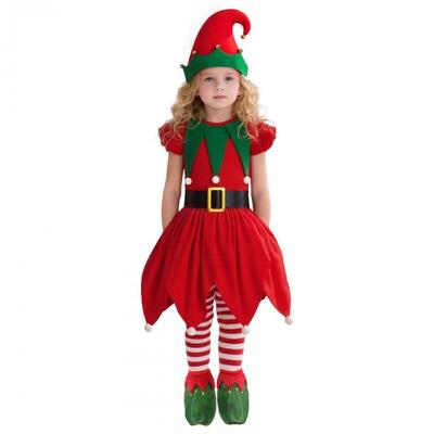 Costume da Elfo per Festa di Natale per Bambini Ragazze Abito Cosplay per Spettacolo