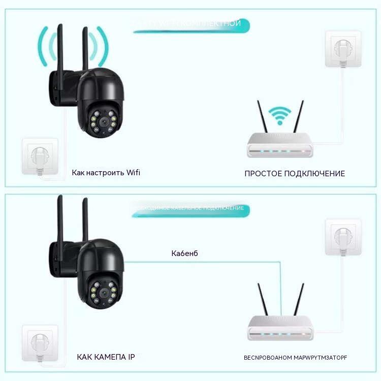 A8 All-Black PTZ Dome Camera: Outdoor Wireless WiFi Surveillance with Remote Monitoring