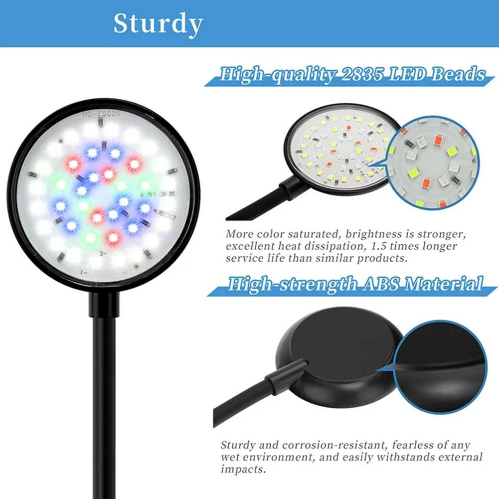 5W/7W Small Fish Tank Clip Lamp LED Aquarium Light Dimmable 360 ° Adjustable USB Plug Waterproof Landscaping Accessories