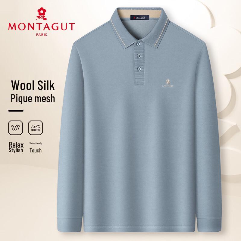 MONTAGUT Men's Wool & Silk Blend Polo Shirt