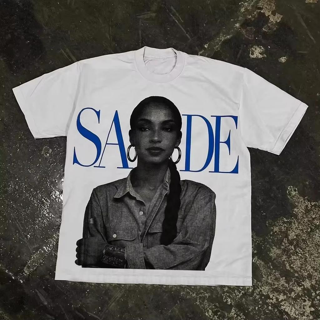 SADE Y2K Retro Harajuku Street Style Oversized Fashion Casual Retro Y2K T-shirt Men Women Short Sleeve Crew Neck Tee Unisex
