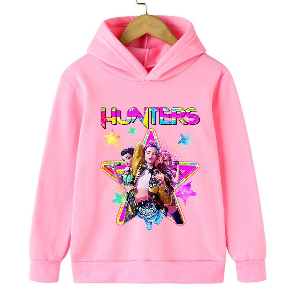 KPop Demon Hunter Rumi Cartoon Girls Boy Hooded Sweatshirt Warm Children's Korean Wave Fashion Casual Tops Casual Girls Clothing