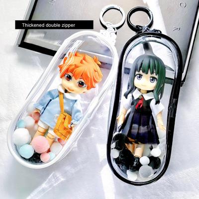 Clear Figure Display Bag with Metal Buckle Waterproof PVC Zipper Dustproof Portable OB11 BJD Doll Carrying Case Hanging Storage Bag
