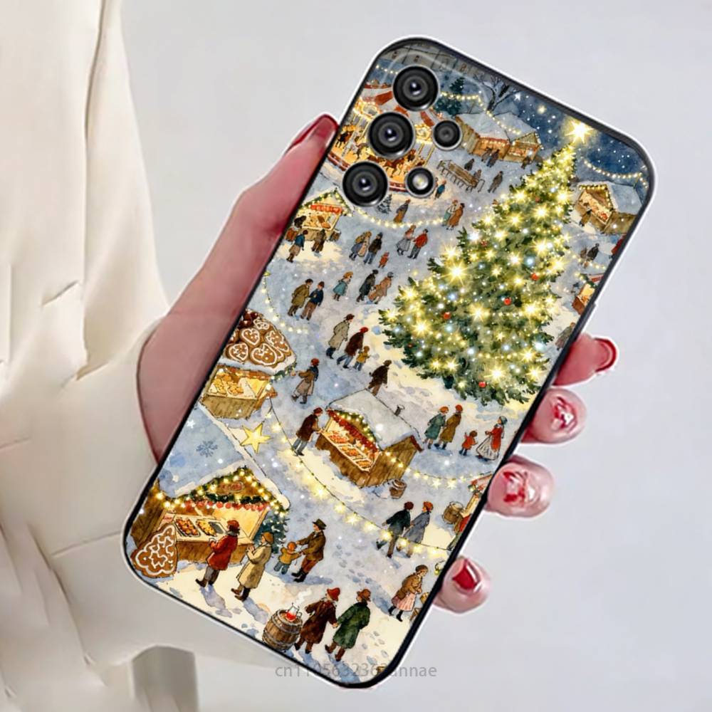 Cartoon Christmas Style Phone Case For Samsung Galaxy A13,21s,22,31,32,52,53,71,80,A91 Soft Black Shell