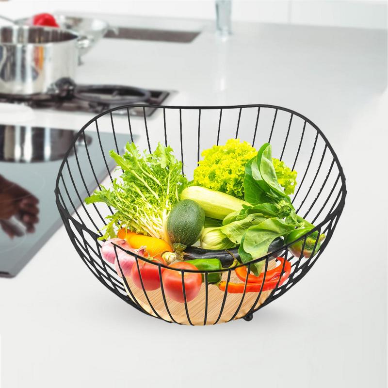 Fruit Basket Black Wire Fruit Baskets Multi-Functional Kitchen Storage and Organizer for Breads Vegetables and Snacks