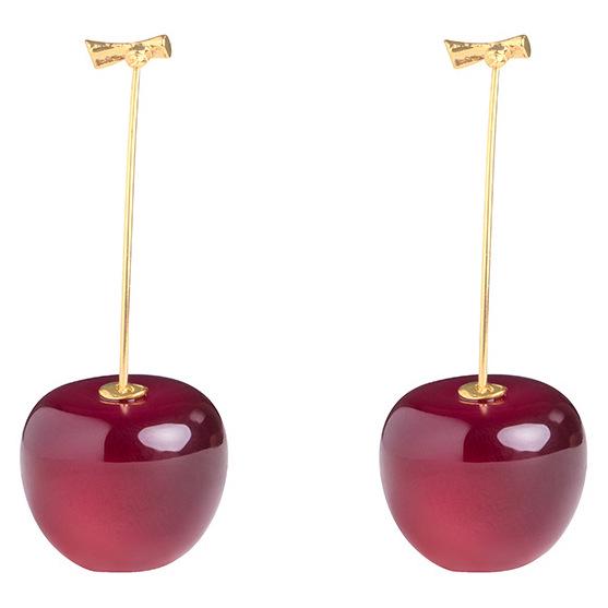 Cherry Wine Red Women's Unique Dangle Earrings - Fresh Sweet Design