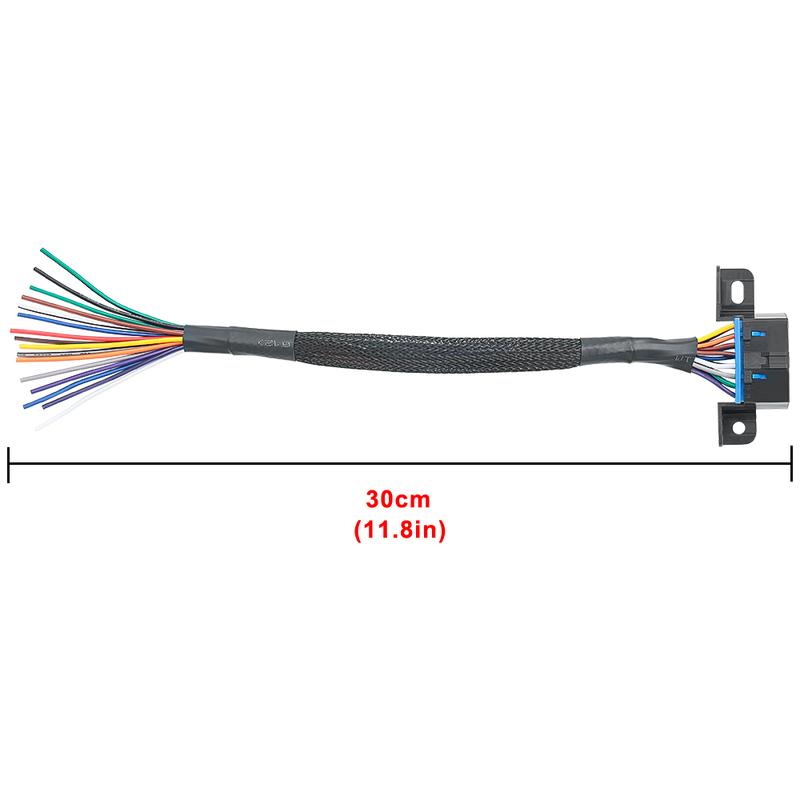 Cable de diagnóstico automotriz OBD2 hembra a cable DIY de colores de 30 cm, tipo terminal OBD2, conector OBD 2