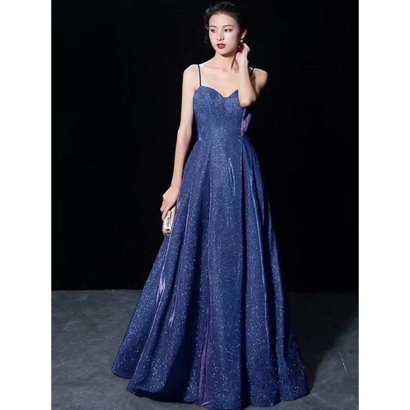 Foreign Trade Summer Birthday Party Dress Banquet Annual Meeting Sling Slimming Starry Sky Evening Dress Jumpsuit DRESS