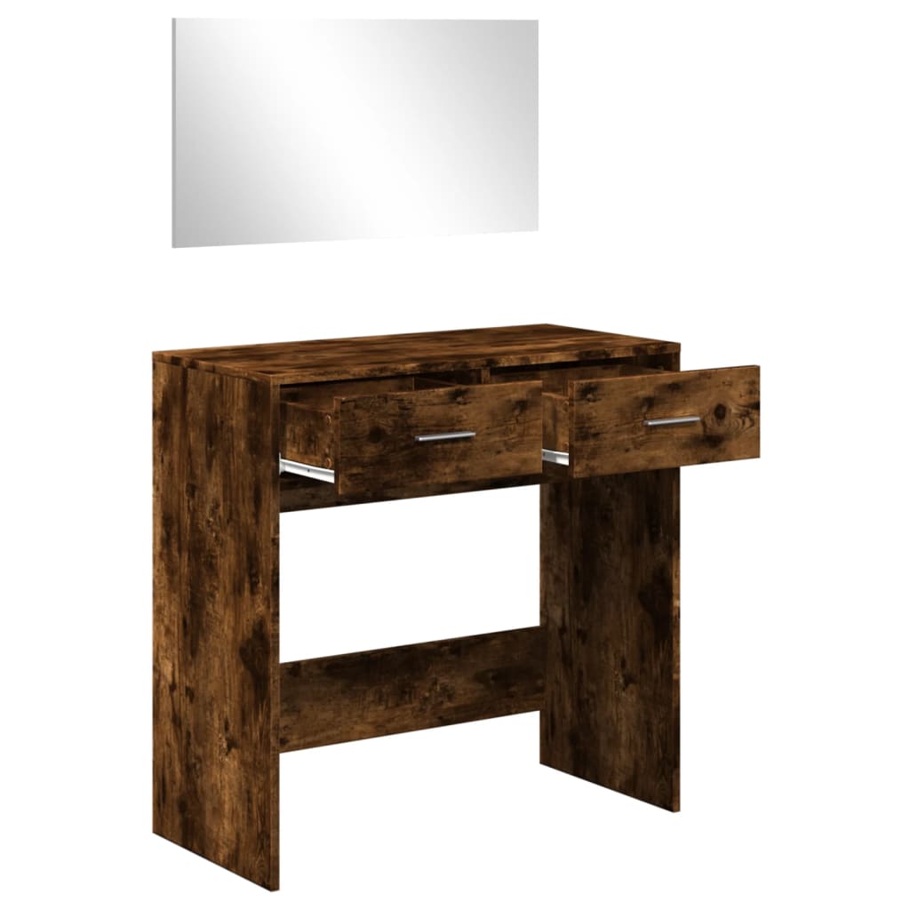 Makeup Table with Mirror Smoked Oak 80 x 39 x 80 cm