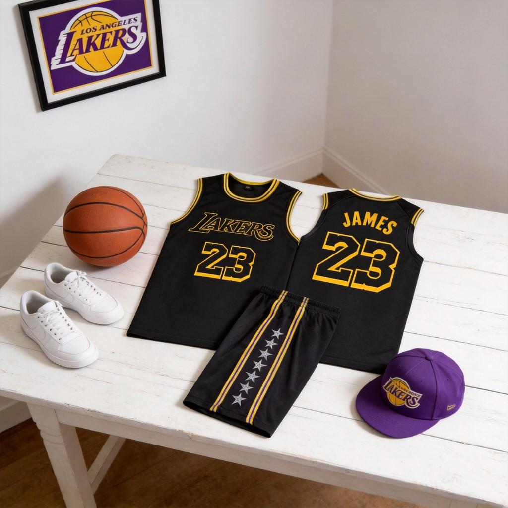 Lakers Lebron James 23 Kinder Basketbalshirt Polyester Mouwloos Sportkleding Voor Jongeren Spelen