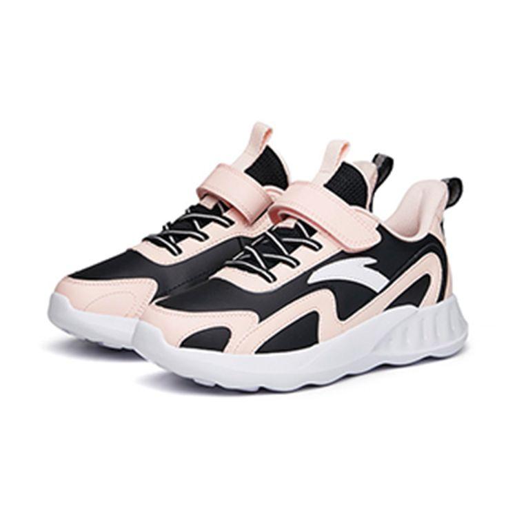 Anta Kids Velcro Non-Slip Durable Low-Top Running Shoes Kids Sneakers Black Pink A322135569-2