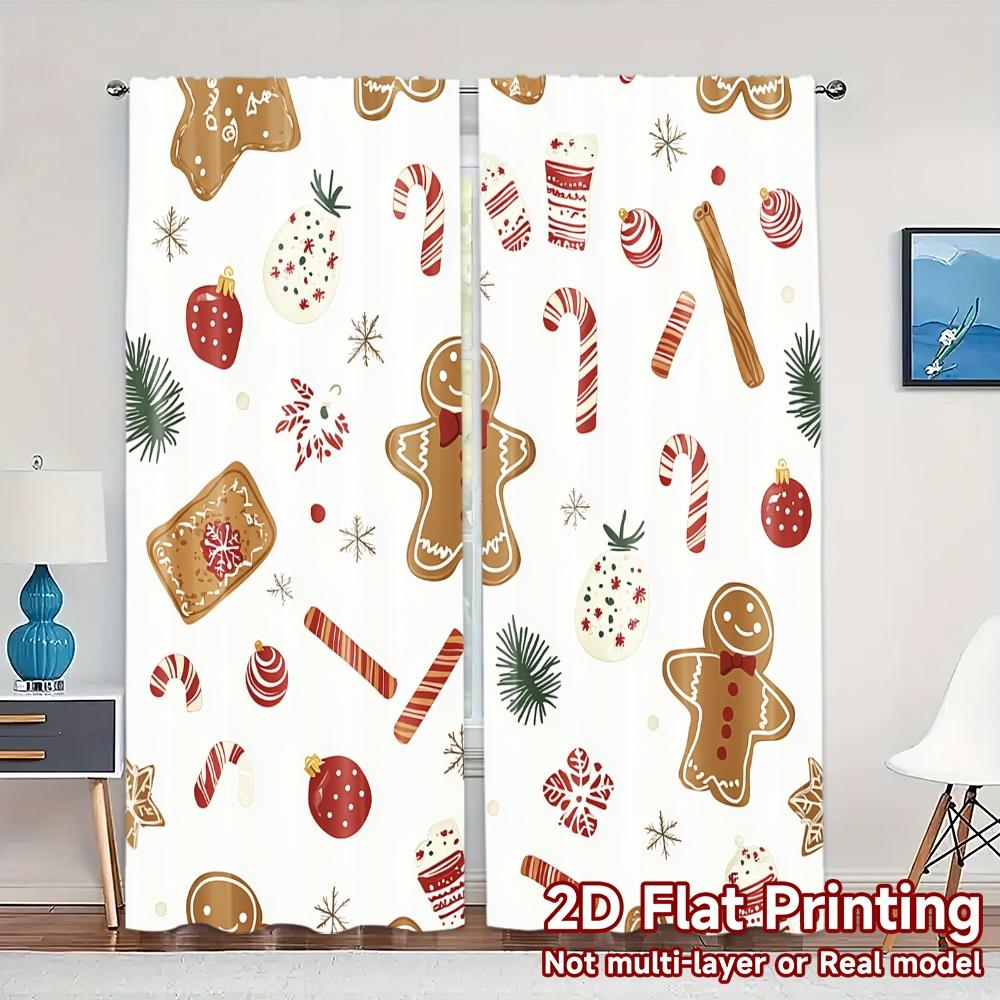 

2pcs,Curtains Christmas Cookies And Hot Chocolate (3) Minimalist Popular Curtains Versatile Polyester Fabric Curtains Thermal 52.50×116.00 CM 2pcs