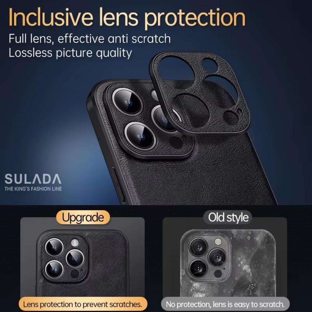 Business Sle Bla High Quality Leather Soft Phone Case for IPhone 17 Pro Max Air 16 E 15 Solid Color Shockproof Protective Cover