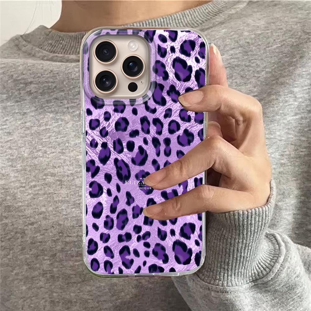Splicing Purple Leopard Print Girl Women Phone Case for iphone 16 15 14 7 8 Plus 13 11 12 Pro Max X XS XR SE 2022 2020 16e Cover