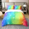 Rainbow Duvet Cover Single Galaxy Bedding Set For Boys Girls Decor Outer Space Comforter Cover Colorful Sun Moon Comforter Cover