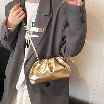 Women Clutch Purses Faux Leather Evening Bag Crossbody Purse Ruched Cloud Handbag