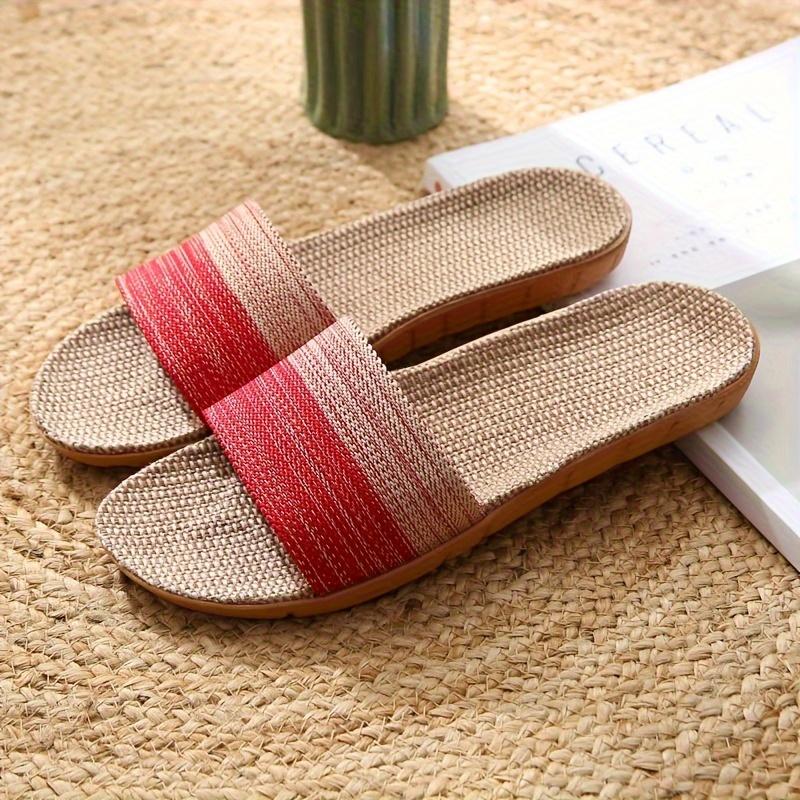 

1 Pair Linen Slippers - Breathable, Sweat Absorbent, Non-Slip EVA Sole for Indoor House Shoes, Casual All-Season Wear 35-36 червоний