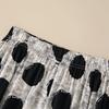 Women's Elastic Waist Polka Dot Cropped Wide-Leg Pants
