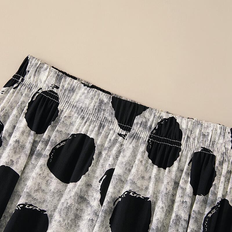 Women's Elastic Waist Polka Dot Cropped Wide-Leg Pants