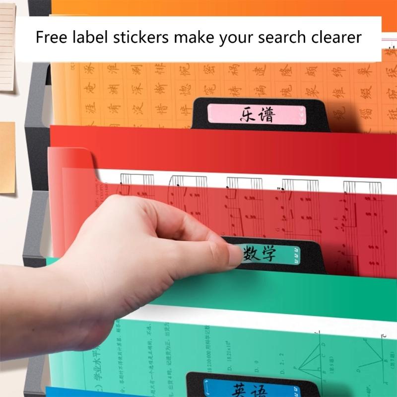 6 Pocket File Bag Expandable Letter Size File Organiser Sorting Case High Capacity Folding Document Organiser  for Offic