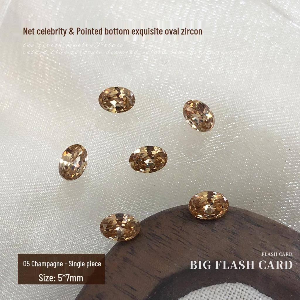 Elegant Zirconia Nail Art Gems: Sparkling White & Champagne Irregular Oval Diamonds