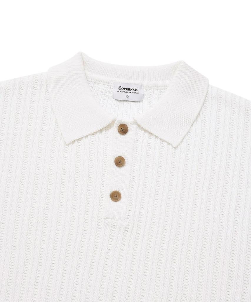 COVERNAT Crochet Polo Half Knit Ivory