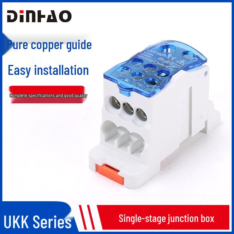 DIN Rail Mounted High Current Connector Distribution Box, Single Pole, UKK 80A-400A.