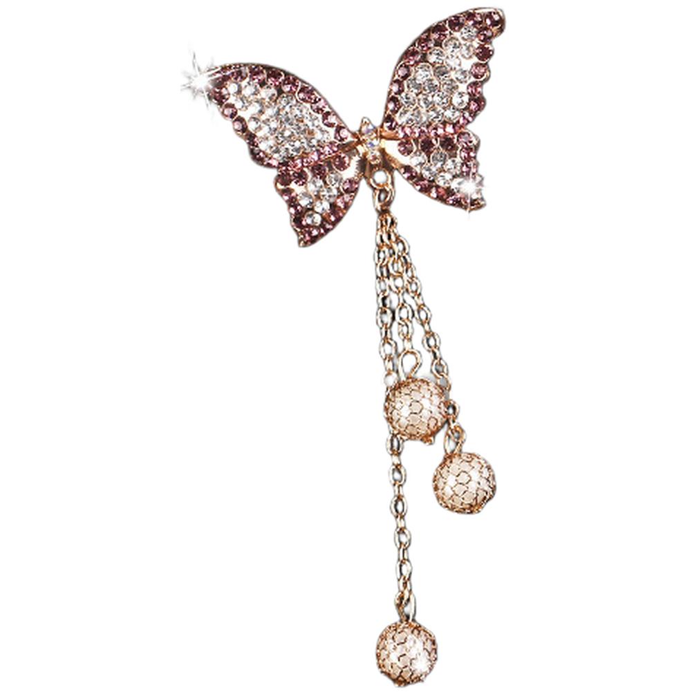Car Air Freshener with Purple Pink Rhinestone Butterfly Tassel for Air Vent Attachment and Long Lasting Lemon Aromatherapy Scent